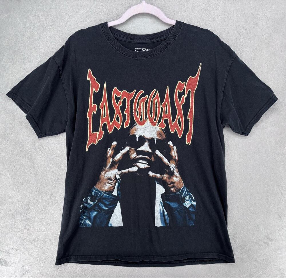 Ero Graphic Tee Mens L Black Eastcoast Rapper Portrait Band Shirt Streetwear
